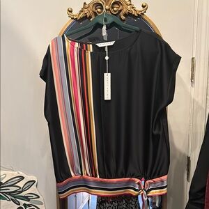 Trina Turk Black and Red Dolman Sleeve Blouse